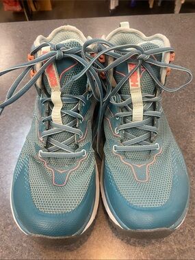 Hoka Teal and Coral Trail Running Shoes